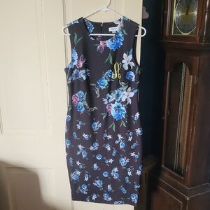 Calvin Klein Black Floral Midi Dress